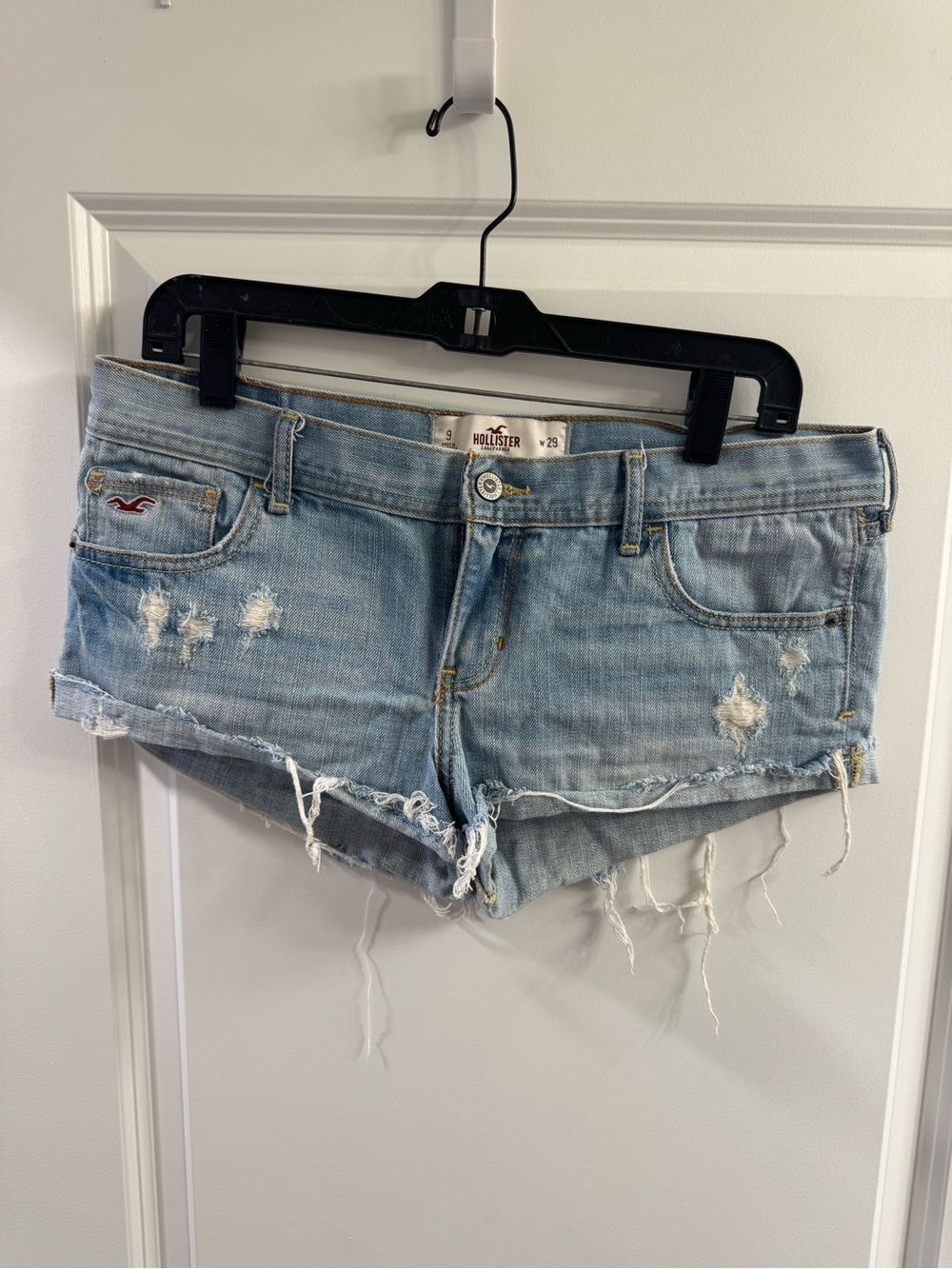 Hollister Light Wash Distressed Denim Cutoff Shorts